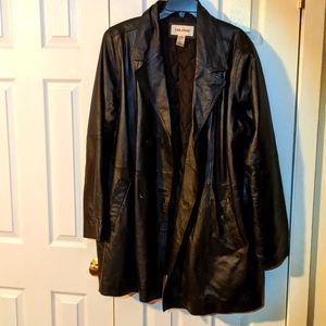 Ladies brown leather coat / barn jacket